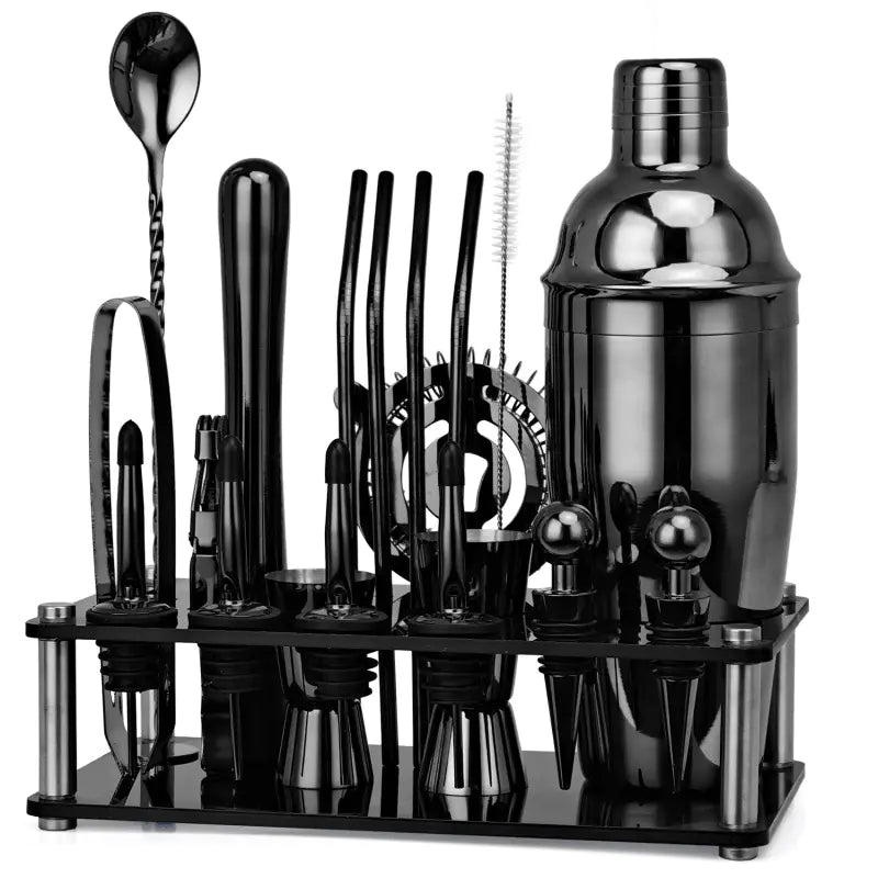 20-Piece Cocktail Shaker Bar Tool Set in Black