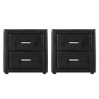 Artiss 2X Bedside Table 2 Drawers Side Table Leather - CADEN Black