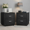 Artiss 2X Bedside Table 2 Drawers Fabric - CADEN Charcoal