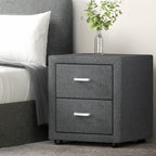 Artiss 2X Bedside Table 2 Drawers Side Table Fabric - CADEN Grey