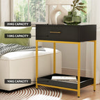 Artiss Bedside Table Drawers Side Table Shelf Storage Nightstand Black MASON