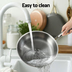 5-star Chef Frying Pan Stainless Steel Uncoated Twin Frypan Set 25/30cm Silver