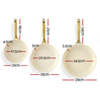 5-star Chef Frying Pan 3PCS Shades Frypan Set Ceramic Coating Multi Colour