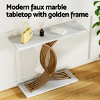Artiss Console Table Marble Effect White&Gold