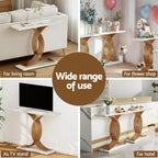 Artiss Console Table Marble Effect White&Gold