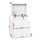 Artiss 2X Bedside Table 2 Drawers Lift-up Storage White