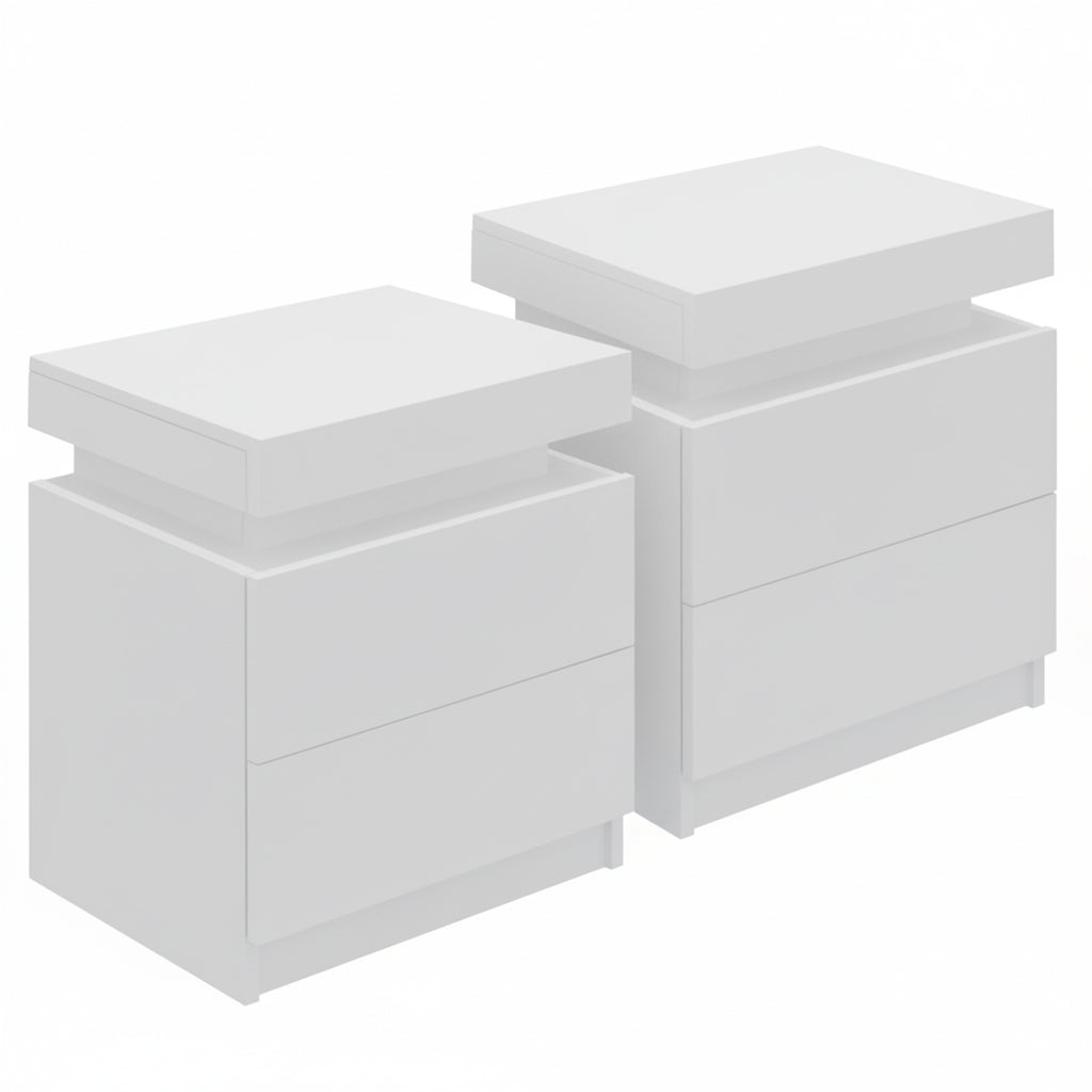 Artiss 2X Bedside Table 2 Drawers Lift-up Storage White