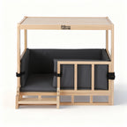 i.Pet 2in1 Dog Kennel Crate Furniture Grey Bedding Wooden House Indoor