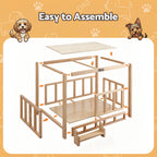 i.Pet 2in1 Dog Kennel Crate Furniture Grey Bedding Wooden House Indoor