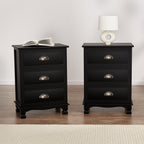 Artiss 2x Bedside Table 3 Drawers Vintage - THYME Black
