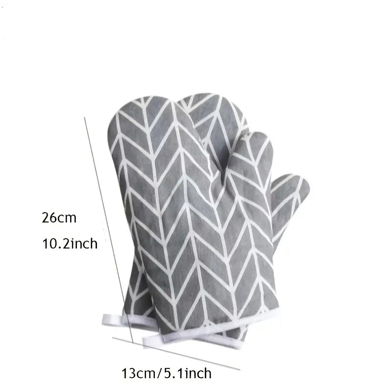 Cotton and Linen Heat-Resistant Oven Mitts