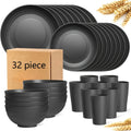 32件Eco-Friendly Wheat Straw Dinnerware: Stackable Design with Natural Texture, Illuminating the Sustainable Aesthetics of Every Meal