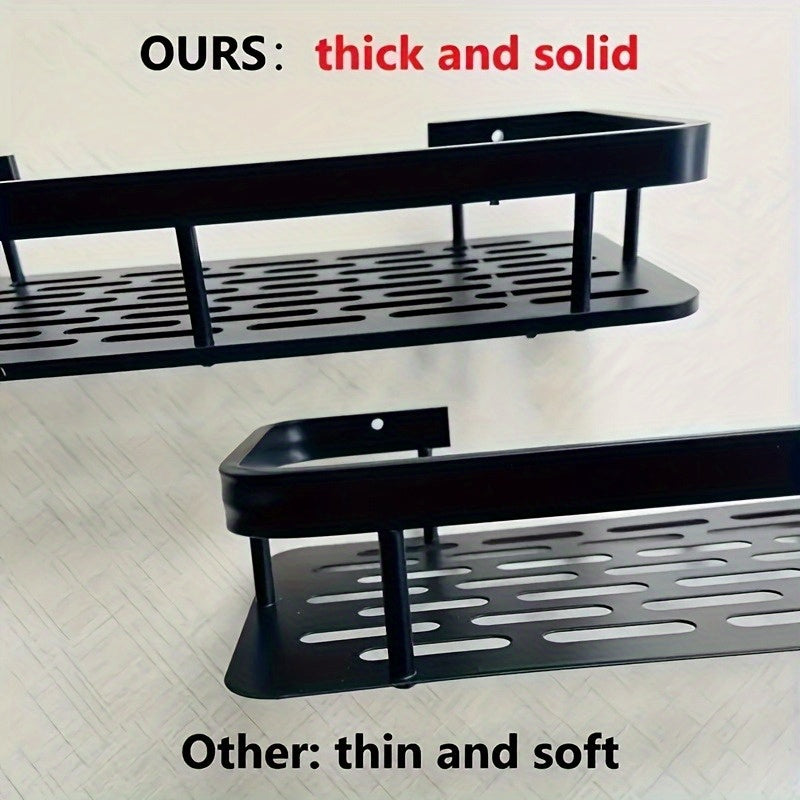 Wall-Mounted Shower Caddy: Large-Capacity, No-Drill Floating Shelf for Bathroom & Kitchen - Space-Saving & Easy to Install