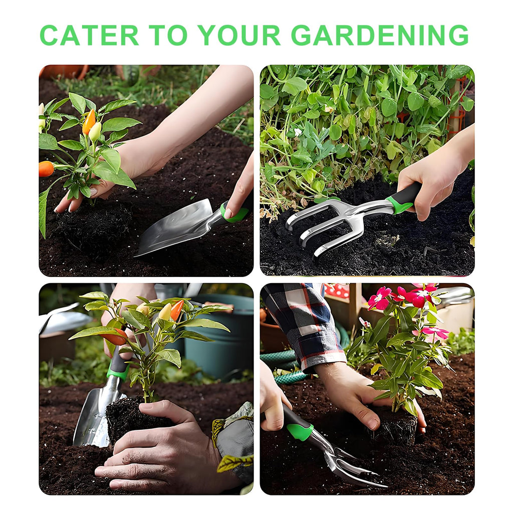 Complete 8-Piece Garden Tool Set with Carry Bag – Stainless Steel & Aluminum Tools for Digging, Pruning, Planting, and Weeding