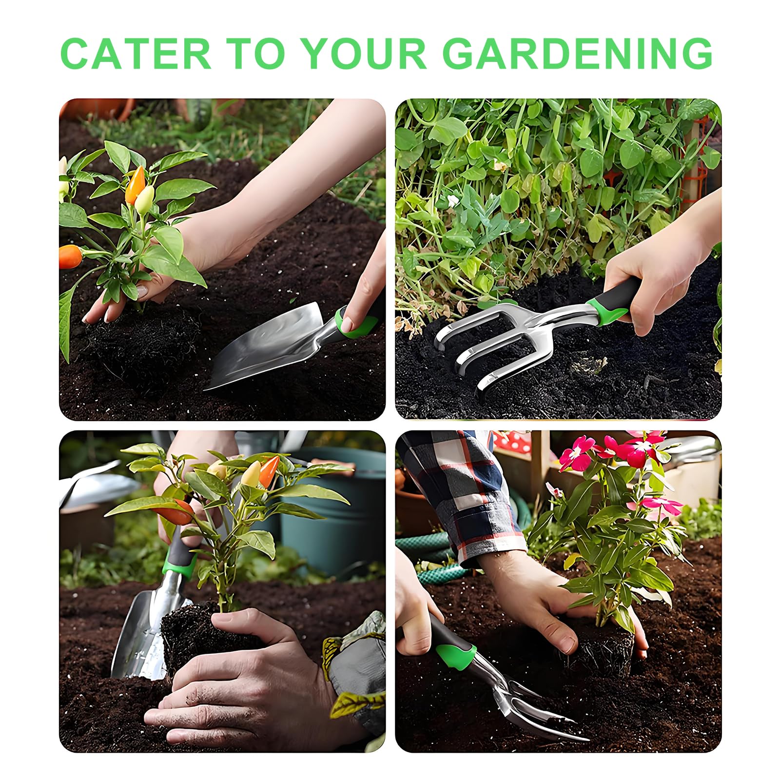 Complete 8-Piece Garden Tool Set with Carry Bag – Stainless Steel & Aluminum Tools for Digging, Pruning, Planting, and Weeding