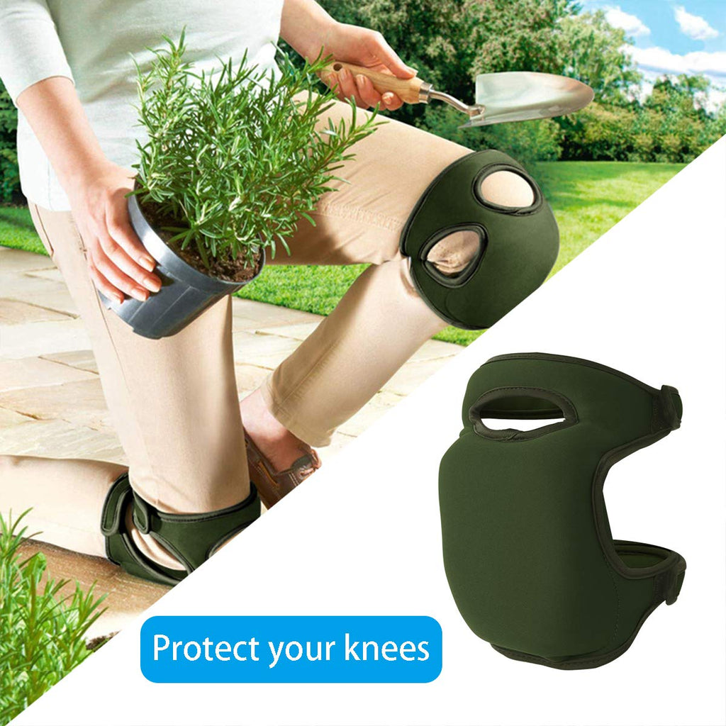Olive Green Gardening Knee Pads (2-Pack): Ultra-Thick Memory Foam, Adjustable Straps – Ideal for Gardening, Cleaning, Flooring & Work