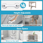 Shower Foot Rest for Wall, 12 Inches Shower Pedicure Foot Stool for Shaving Legs Bathroom Stool with Powerful Suction Cups Foot Stand for Inside Shower Suitable for Small Shower Spaces