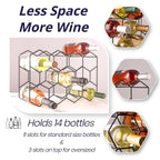 14 Bottle Freestanding Modern Metal Countertop Wine Rack Countertop