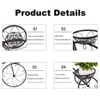 Iron Tricycle Plant Stand Pot Holder Black Solid Pattern