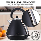 Pronti Breakfast Set with Rose Gold Kettle & Toaster with 1.2L Espresso Machine - Black