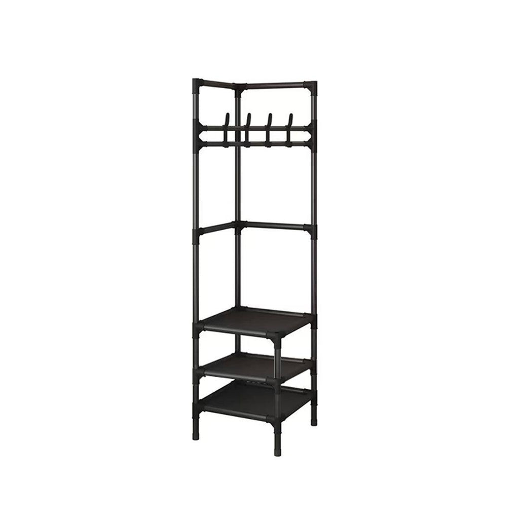 Floor Standing Corner Coat Rack Multifunctional Clothes Hanger Storage Organizer
