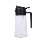 2-in-1 470ml Glass Oil Bottle Spray Pour Automatic Pressure Control Kitchen Tool - Black
