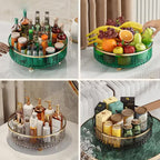 Transparent Luxury Rotating Storage Rack – Transparent Spice Organizer & Condiment Holder for Kitchen and Living Room, Desktop Rotating Tray for Efficient Storage