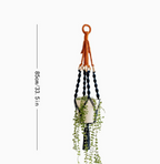 2 pcs Handwoven Plant Hanger-Cotton Rope Hanging Planter with Wooden Rings