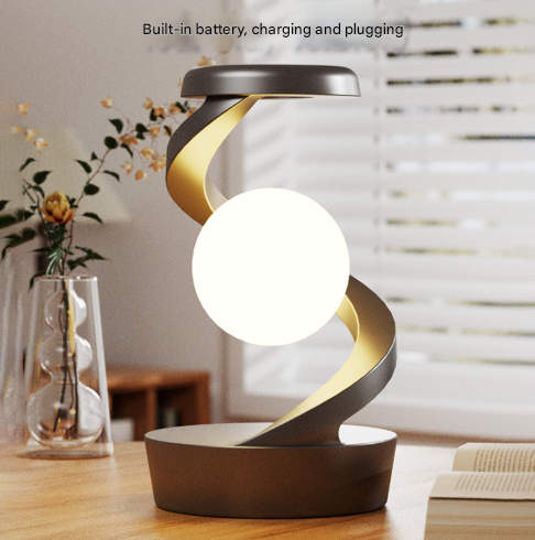 Black Modern Levitating LED Desk Lamp  - Spiral Design Atmosphere Light