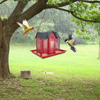 Charming House-Shaped Hanging Bird Feeder - Durable Metal Design for Wild Birds(white)