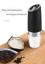 Gravity Electric Salt & Pepper Grinder Set - Adjustable Coarseness, LED Light, Battery Operated(silver)