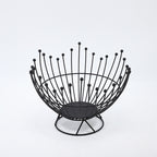 Pedestal Base Black Modern Metal Wire Fruit Basket Bowl - Countertop Storage for Fruit & Snacks