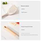 Black Elegant 7-Piece Silicone Kitchen Utensil Set with Wooden Handles & Rose Gold Stand - Non-Stick Cookware Safe