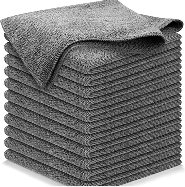 Grey Premium All-Purpose Microfiber Cleaning Cloths (20-Pack) - Ultra Absorbent Grey Towels for Car, Kitchen & Home