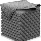 Grey Premium All-Purpose Microfiber Cleaning Cloths (20-Pack) - Ultra Absorbent Grey Towels for Car, Kitchen & Home