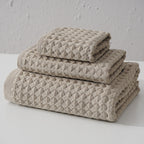 Luxurious 100% Cotton Waffle Weave Towel Set - 3-Piece Absorbent, Quick-Drying & Soft(Light Brown)