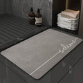 Super Absorbent Quick-Dry Diatomite Bath Mat - Non-Slip Suede Finish Bathroom Floor Mat(letter Gray )