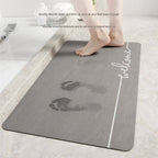 Super Absorbent Quick-Dry Diatomite Bath Mat - Non-Slip Suede Finish Bathroom Floor Mat(letter Gray )
