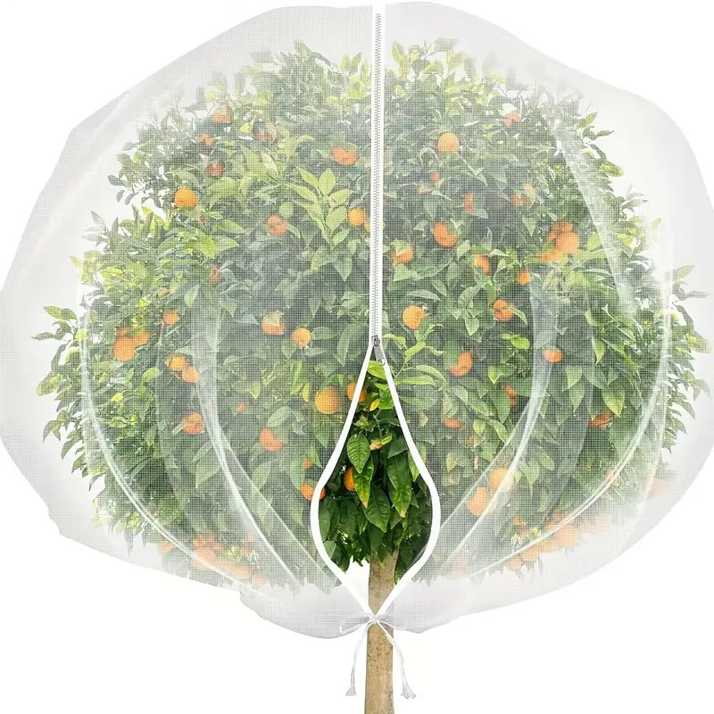 2m x 2.4m Garden Plant Protection Net Cover with Zipper and Drawstring Fruit Tree Mesh Barrier Bag against Birds Insects Frost and Sun