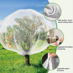2m x 2.4m Garden Plant Protection Net Cover with Zipper and Drawstring Fruit Tree Mesh Barrier Bag against Birds Insects Frost and Sun