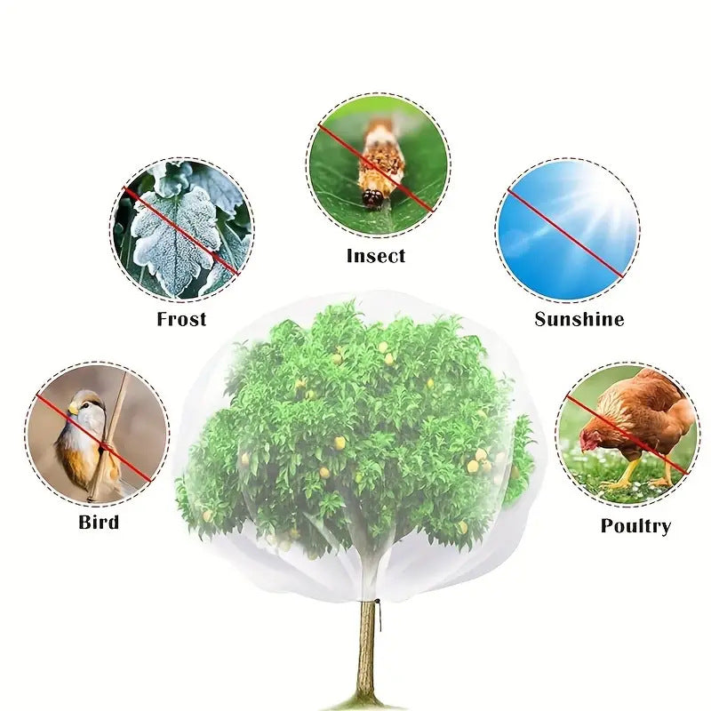 2m x 2.4m Garden Plant Protection Net Cover with Zipper and Drawstring Fruit Tree Mesh Barrier Bag against Birds Insects Frost and Sun