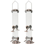 Hanging Metal Wild Bird Feeder Weatherproof Outdoor Garden Bird Food Dispenser with 4 Feeding Ports and Perches