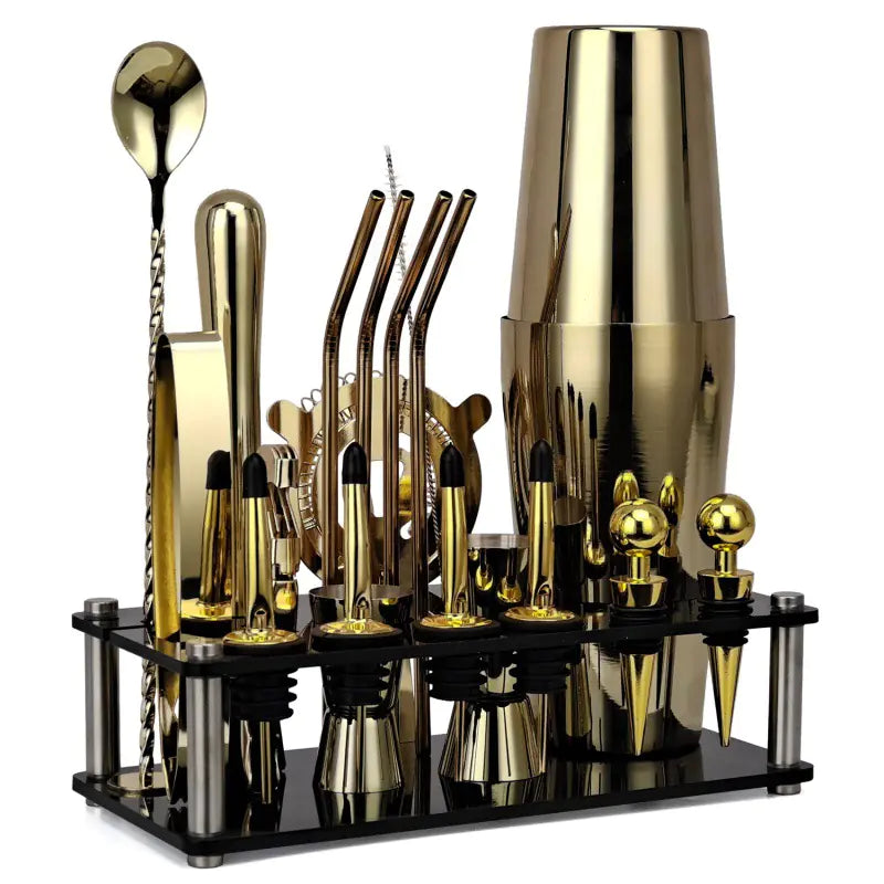 20-Piece Cocktail Shaker Bar Tool Set in Black