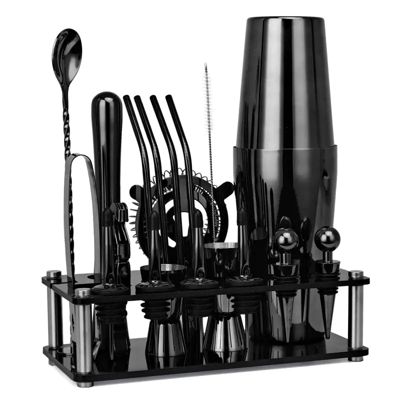 20-Piece Cocktail Shaker Bar Tool Set in Black