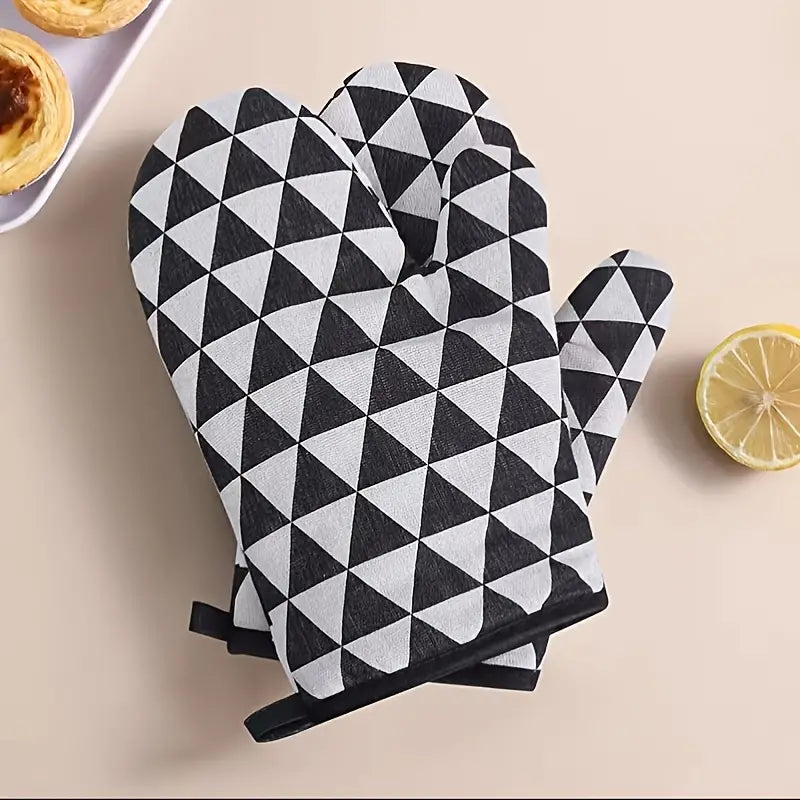 Cotton and Linen Heat-Resistant Oven Mitts